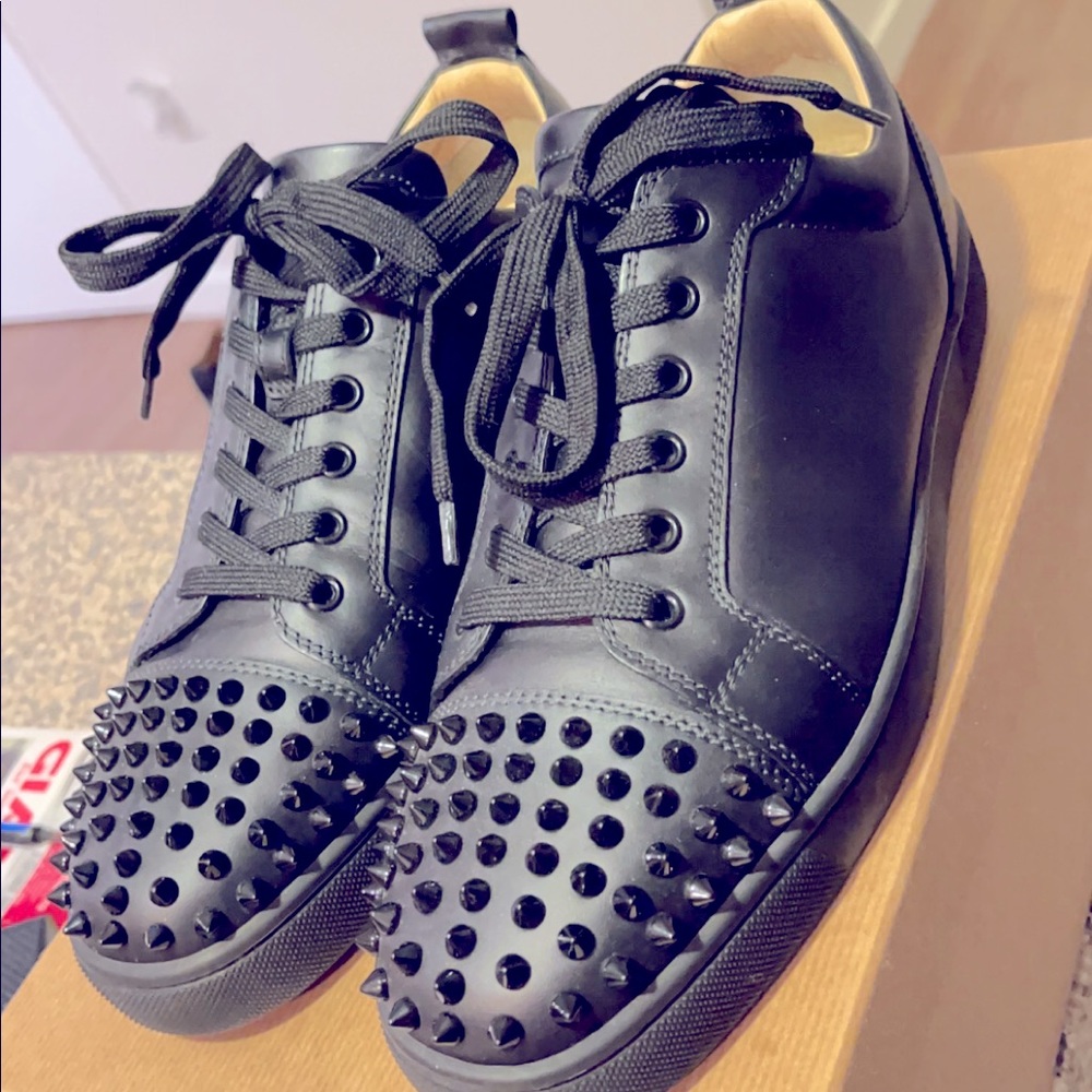 Christian Louboutin Louis Jr Spiked Leather Low Tops